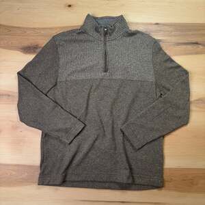 Van Heusen Mens Flex 1/4 Zip Texture Block Soft Grey Sweater Fleece Size XL